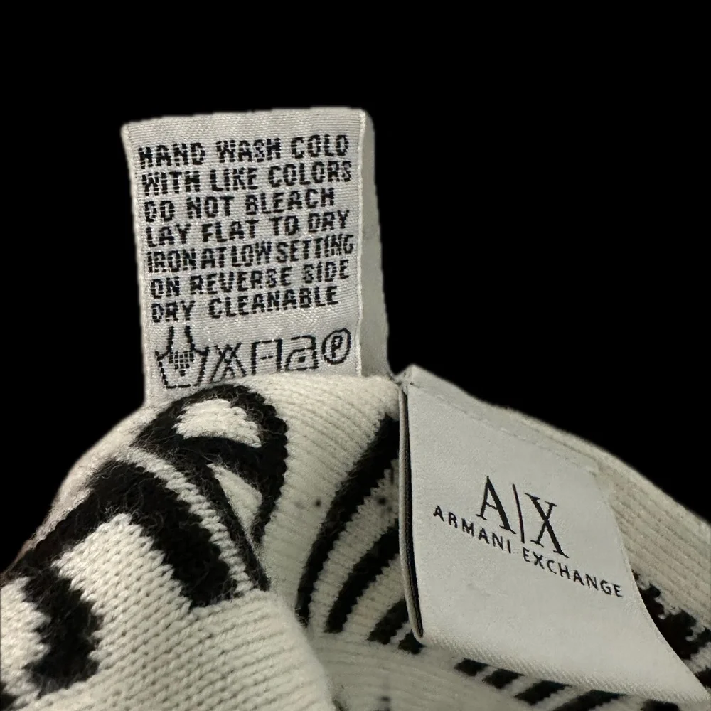 Armani Exchange A|X Logo Knit Scarf Black & White